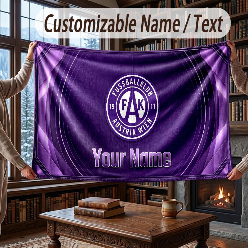 Custom Name Flannel Throw Blanket Austria Wien FC Pattern Warm Home Decoration