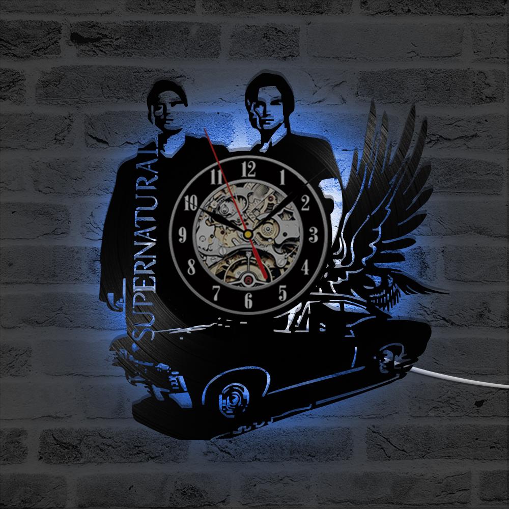 

Сверхъестественный Винил Диджей Свет Диско Лазерная Гравировка Винтажное Искусство Настенные Часы Декор Дома With Lights 1