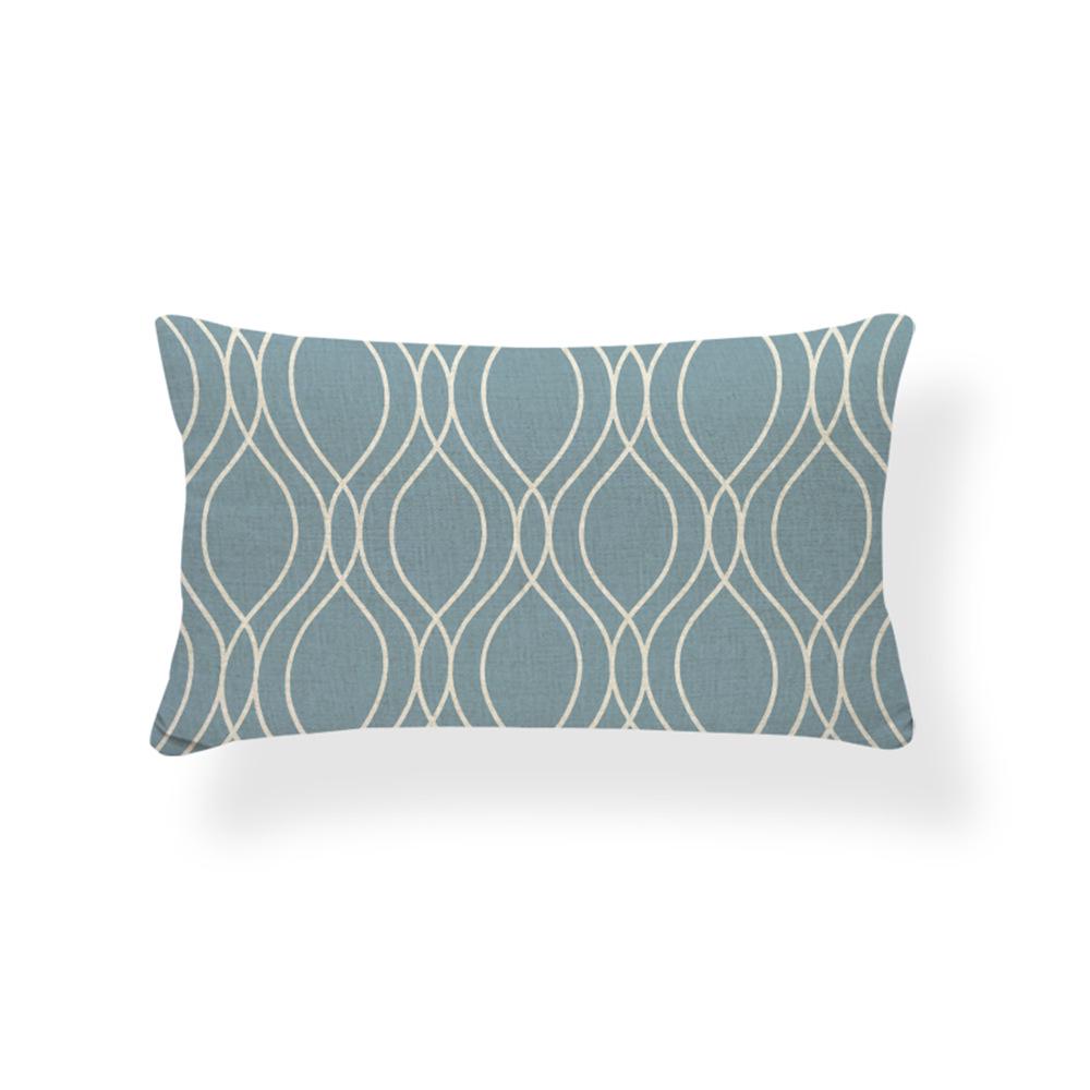 Geometrischer Leinen-Kissenbezug in Seeblau, Gelb, Schwarz und Weiß - Bauernhaus Wohnzimmer Sofa Dekor