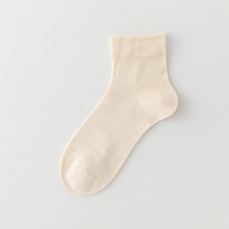 

Female Summer Thin 7A Antibacterial Deodorant Moon Cool Feeling Sweat Breathable Short Tube Socks 1 pair телесный