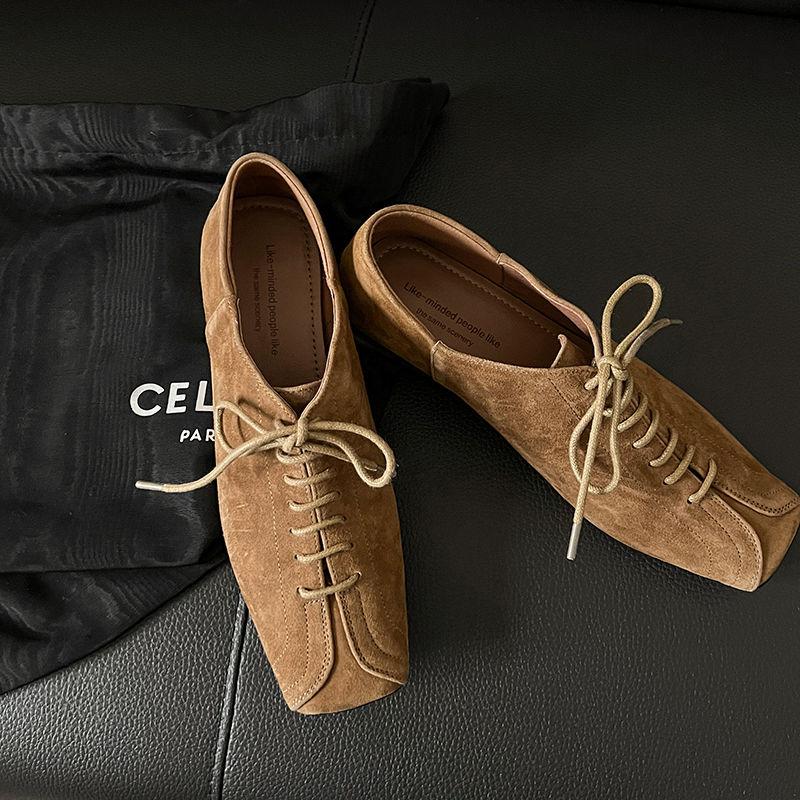 Fashion 2025 NEW Spring Women Pumps Kid Suede Women Shoes Square Toe Chunk Heel Handmade Genuine Leather Ladies Shoes Mules