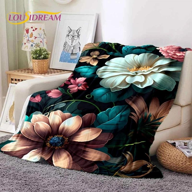 Dream Sun Flowers Nordic Daisy Soft Blankets,Keep Warm Throw Blanket Comfortable Blanket for Picnic Beds Sofa Home Bedroom Gift