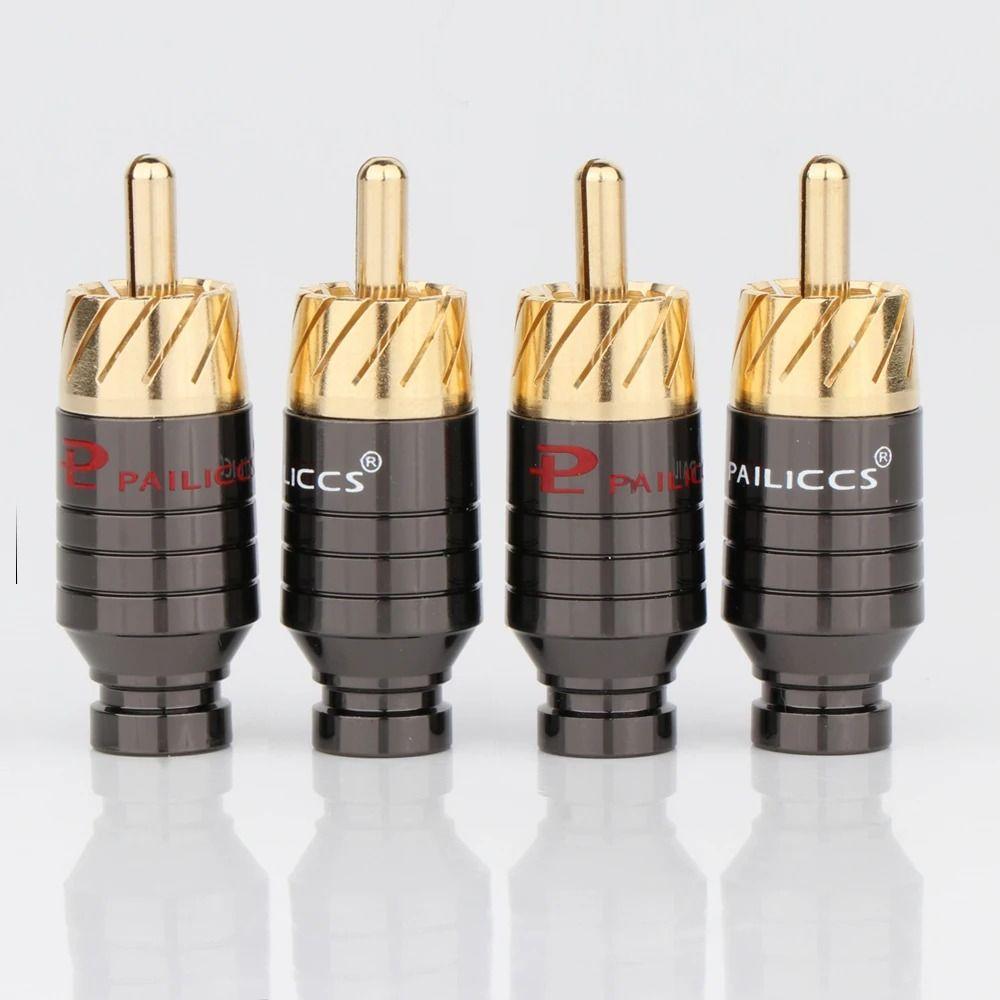 2Pcs Gold Plated RCA Plug Jack Soldering Speaker Audio Connector  Headphone Jack