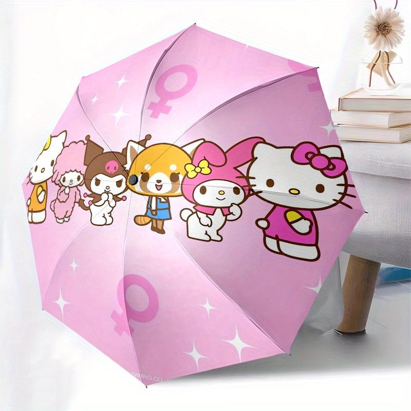 1pc Hello Kitty Friends Pink Background Umbrella with Plastic Handle,Suitable for All Seasons Home Travel Outdoor UmbrellaSanlio118