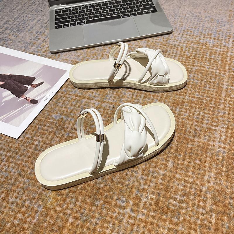 

2025 New Women s Slippers Summer Outerwear Thickened Versatile Korean Style Ladies Mesh Slippers French Bow Design Popular Model 40 бежевый