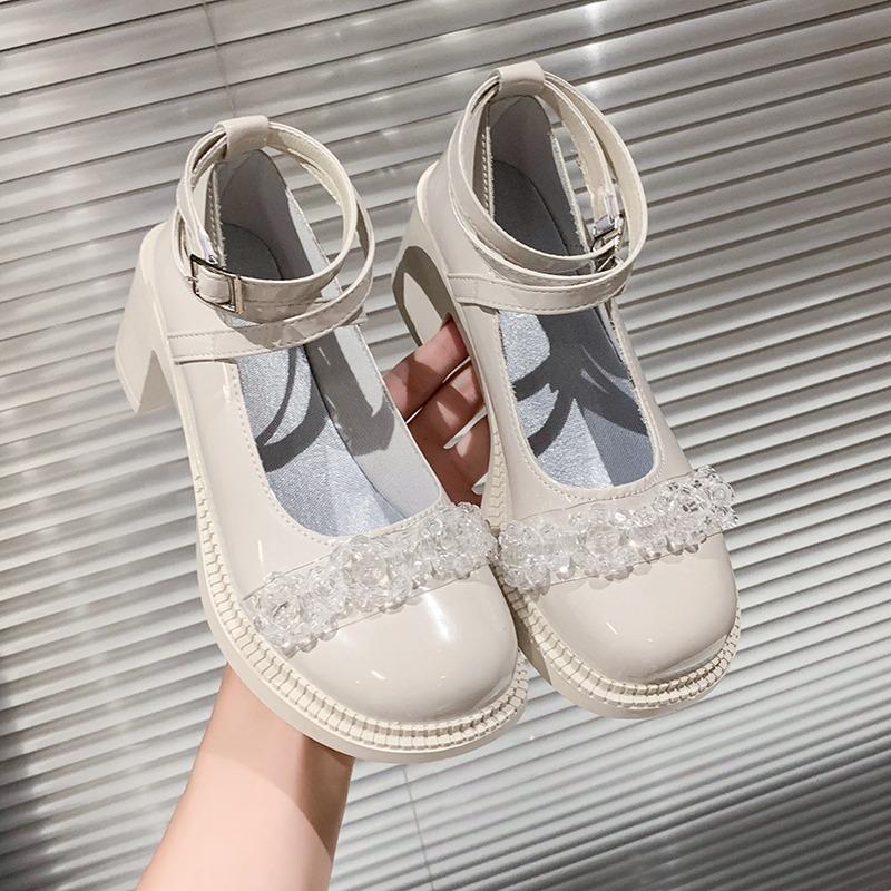 Nové Dámské Boty na nízkém podpatku Mary Janes Lolita Party Crystal Dámské Boty Mujer Dámská Móda Oxford Zapatos D408