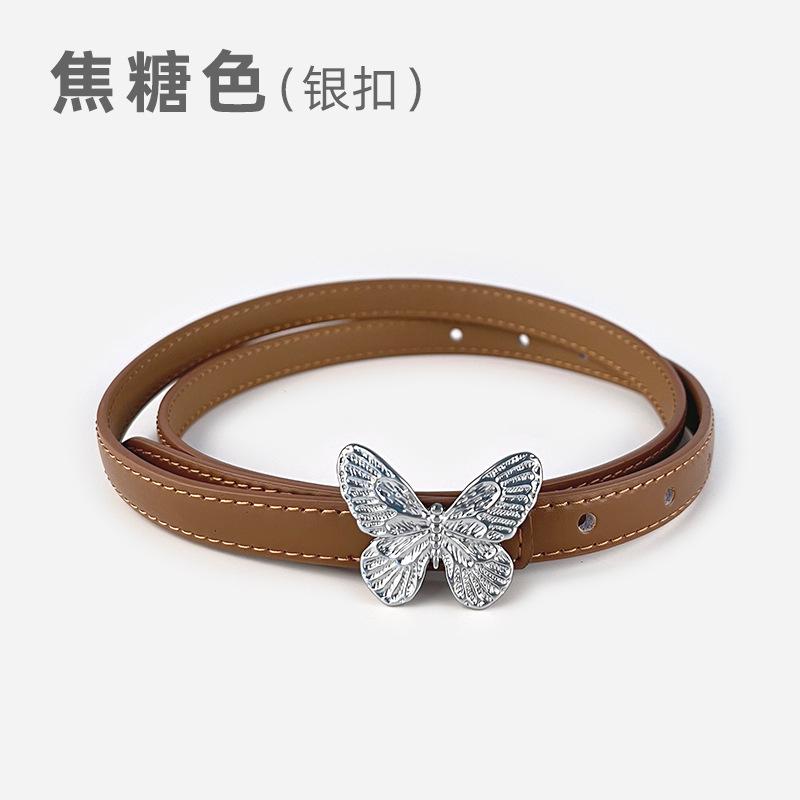 Fine Leather Women'S Belt With Casual Pants, Short Skirt, Jeans Belt, Butterfly Belt.