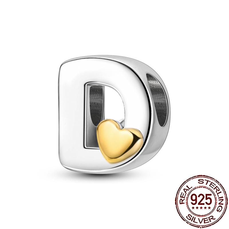 New Stylish Charms Genuine Copper Heart Alphabet Letter A B C Charm Beads Fit Snake Chain Arm Bracelet Necklace Women Do-It-Yourself Jewelry