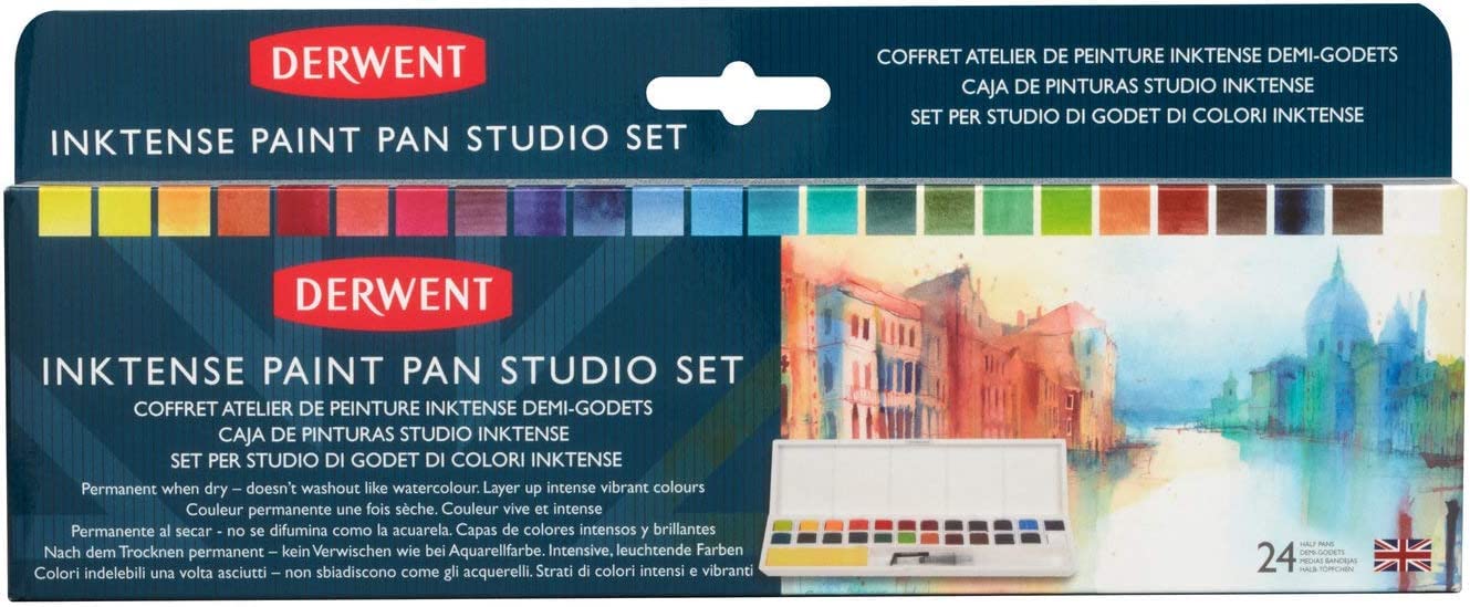 

[Official Japanese Product] Derwent Inktense Paint Pan Palette, 24 Colors, 2305545