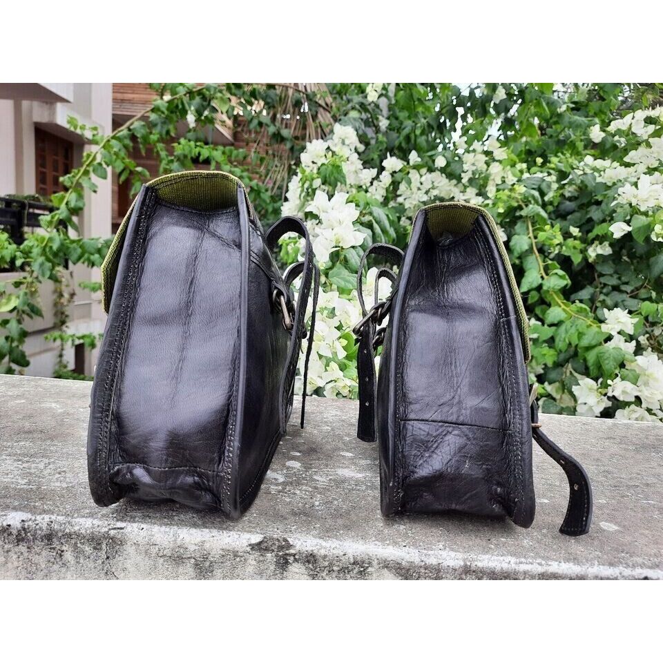 Goat Leather New Motorcycle 2 Saddle Bags Luggage Side Bags Pair of 2 Black Bag