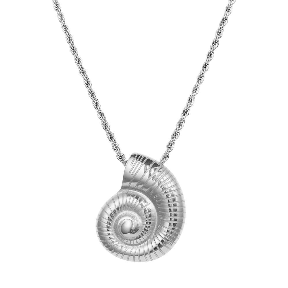 Stainless Steel Shell Conch Pendant Necklace Female Beach Wind Simple Fashion Personality Collarbone Chain Jewelry Accessories