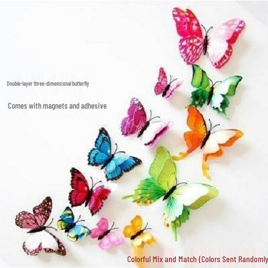 3D Butterfly Decorative Sticker with Adhesive - Perfect for Walls, Weddings, and Fridge Magnets.