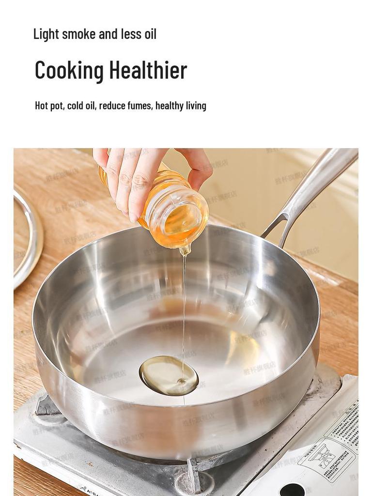 316 Stainless Steel Non-Stick Wok, Flat Bottom, Induction Compatible, Deepened Stir-Fry Pan