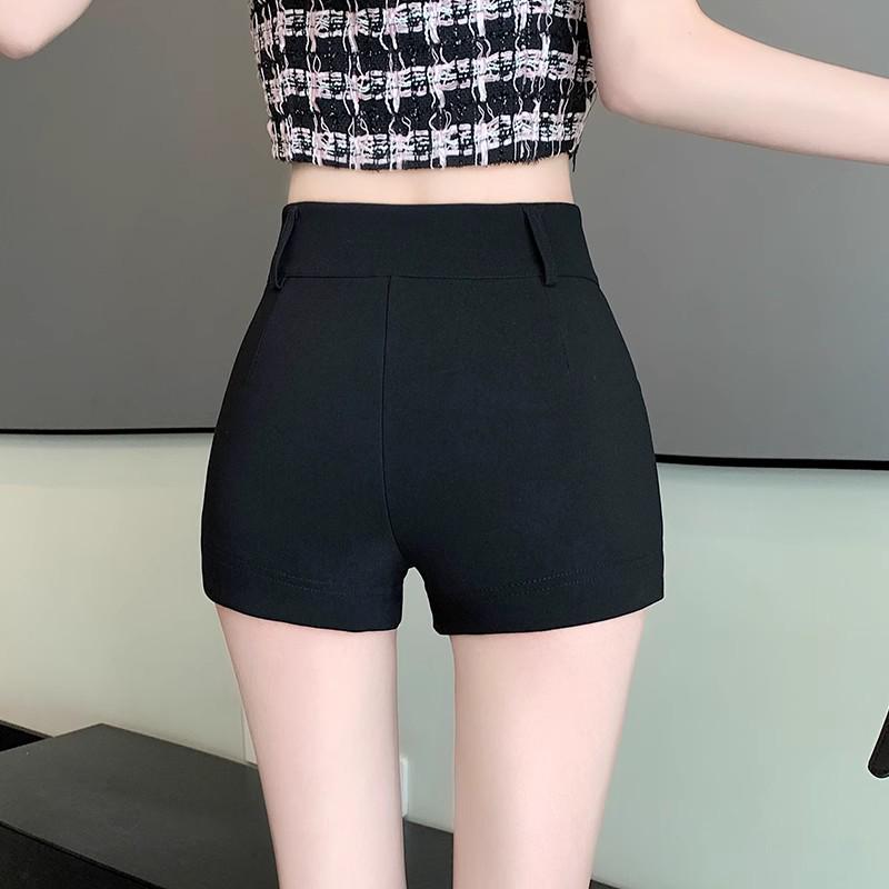 Women's Summer 2025 Black High-Waist A-Line Suit Shorts: Versatile, Slimming Casual Outerwear