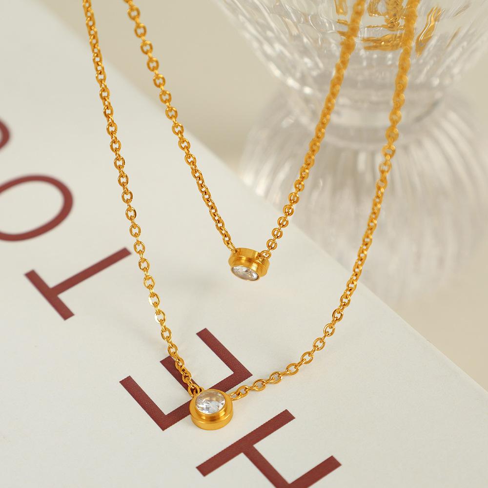 European and American ins sweet wind simple natural zircon high atmosphere diamond collarbone chain