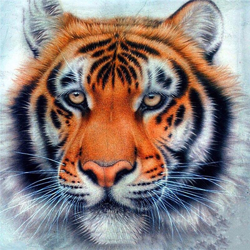 New 5D DIY Diamond Painting Tiger Diamond Embroidery Animal Cross Stitch Full Round Drill Crafts Home Decor Manual Gift