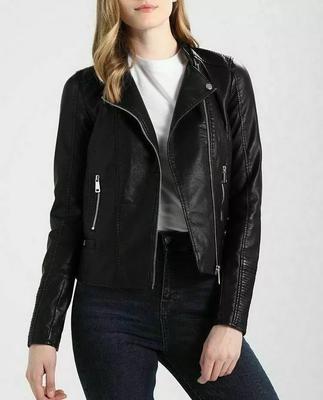 Original Women's Biker Stylish Motorcycle Jacket Black Real Soft Lambskin Leather