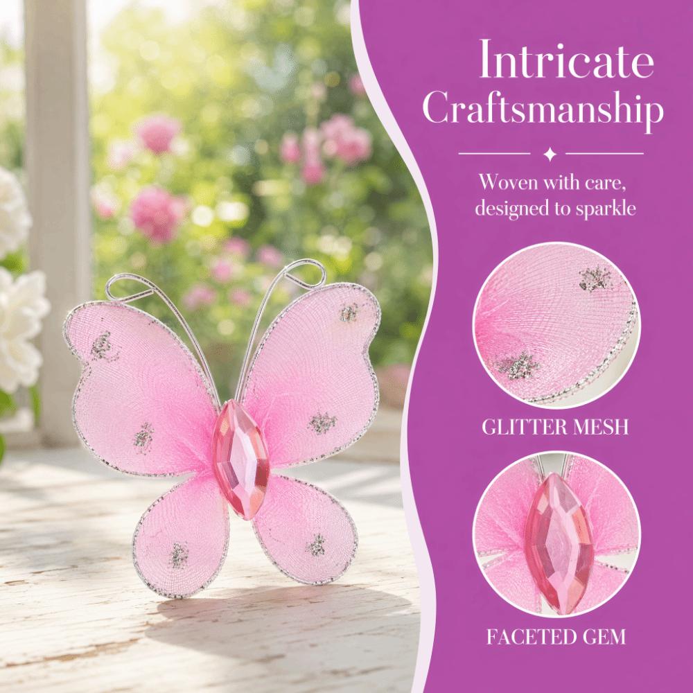 50pcs Purple & Pink DIY Craft Butterflies Small Size Artificial Gem Butterflies For Home Decor