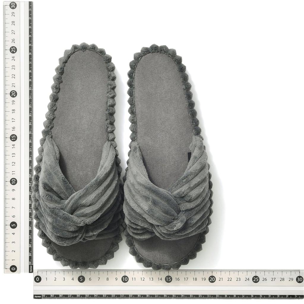Francfranc Wide Ribbed Room Gray Shoes,