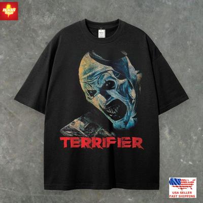 Neues Bekleidungsstück Terrifier Horrorfilm T-Shirt, Art the Clown Grafik-T-Shirt, Halloween Unisex-T-Shirt