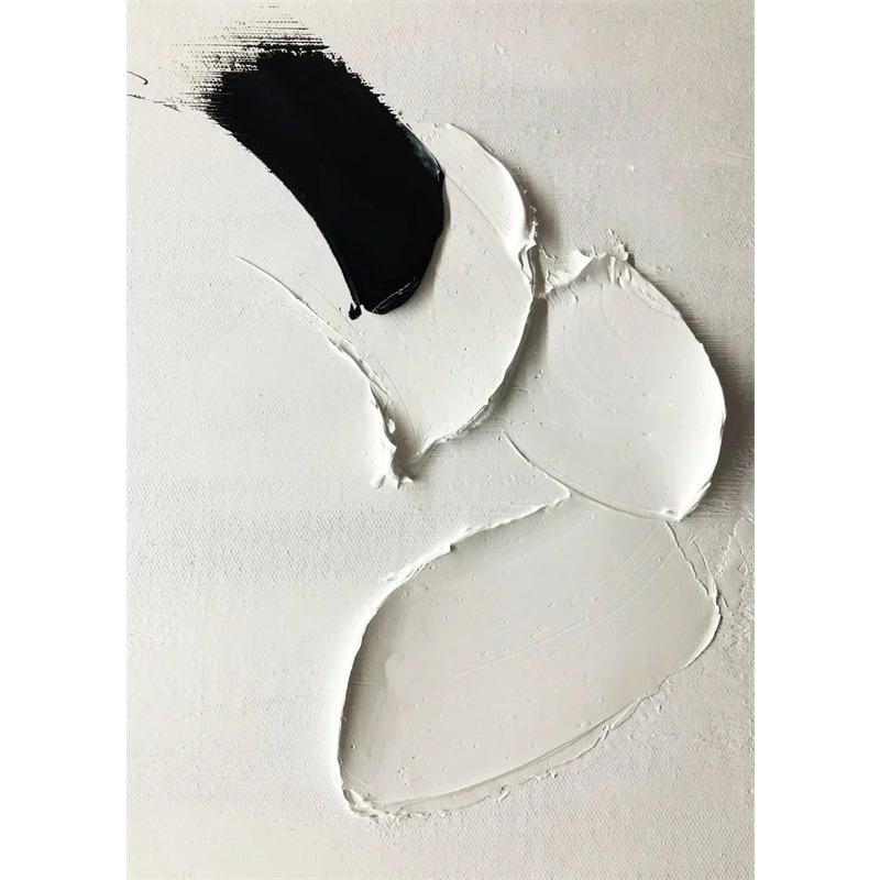 Abstract Wall Art White Painting Poster Large Black And White Print White 3D Textured Wall Art Canvas Painting Living Room Decor