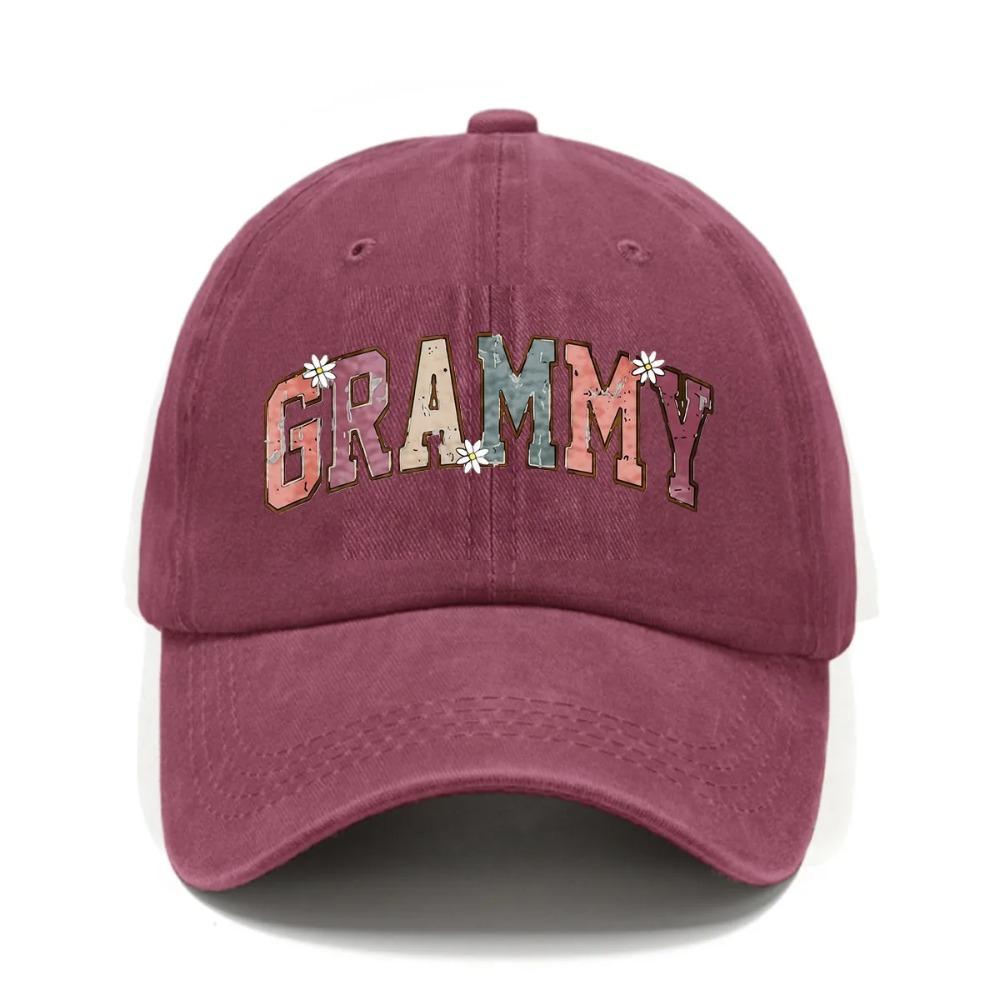 Women's Vintage Grammy Print Baseball Cap- Vintage Washed Adjustable Hat, Suitable for Spring and Summer, Lightweight and Breath