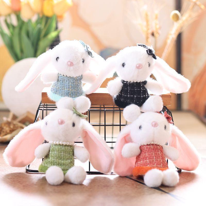 Sweet Cute Bunny Plush Toy Cartoon Stuffed Doll Keychain Bag Pendant Backpack Hanging Decoration Lovely Gifts