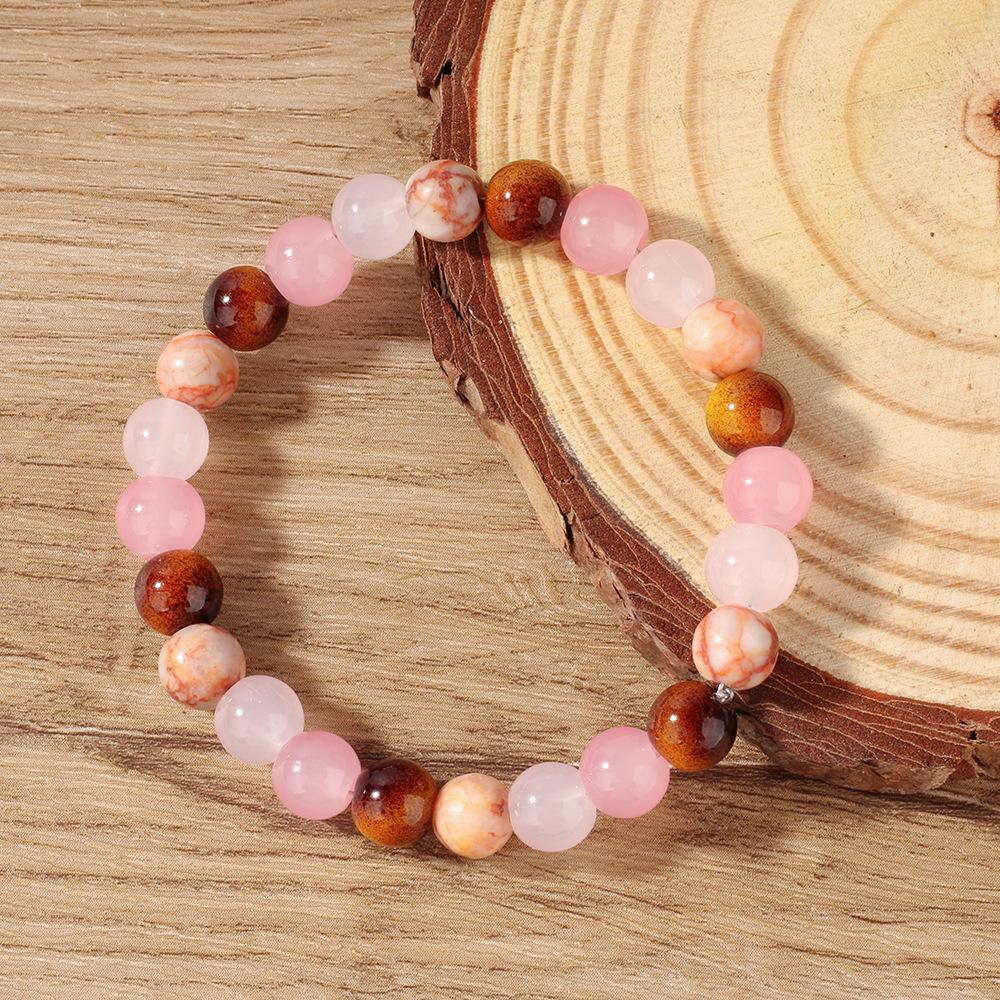 Festive Gifts Rose Quartz Agate Beaded Bracelet Warm Sweet Natural Fashion Jewelry For Women Daily Wear Gift Ideal For Love And Emotional Healing