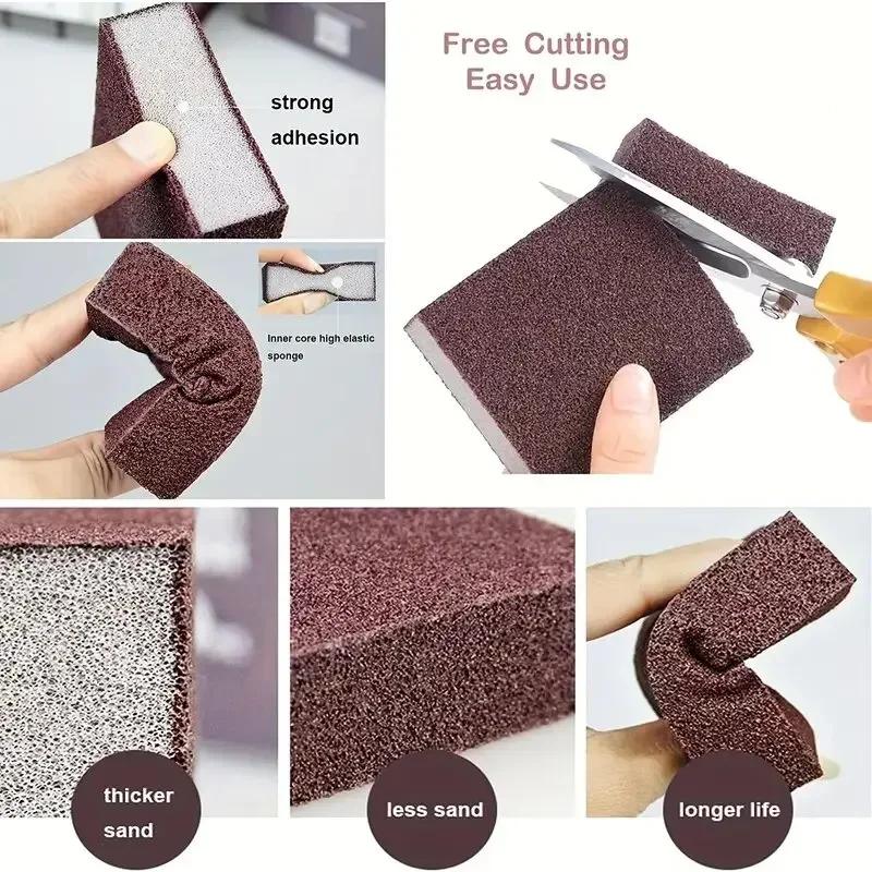 3/5/10PCSRust Remove Sponge Carborundum Eraser Household Cleaning Brush Descaling Scouring Sponges Rub Cooktop Pot Kitchen Tools