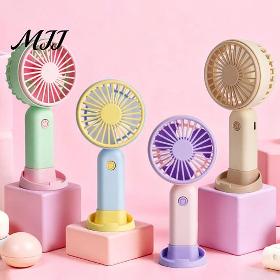 Compact Travel Fan Portable Handheld Mini Fan, 3 Speed USB Rechargeable Personal with Essential Detachable Stand, Quiet Cooling for Office,