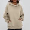 Ladies' Fashionable Solid Color Casual Hooded Pocket Long Sleeved Top