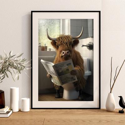 Fun Animal Decoration Modern Art Photos Home Decoration Bathroom Decoration Poster Hygiene of High Altitude Cow Wall
