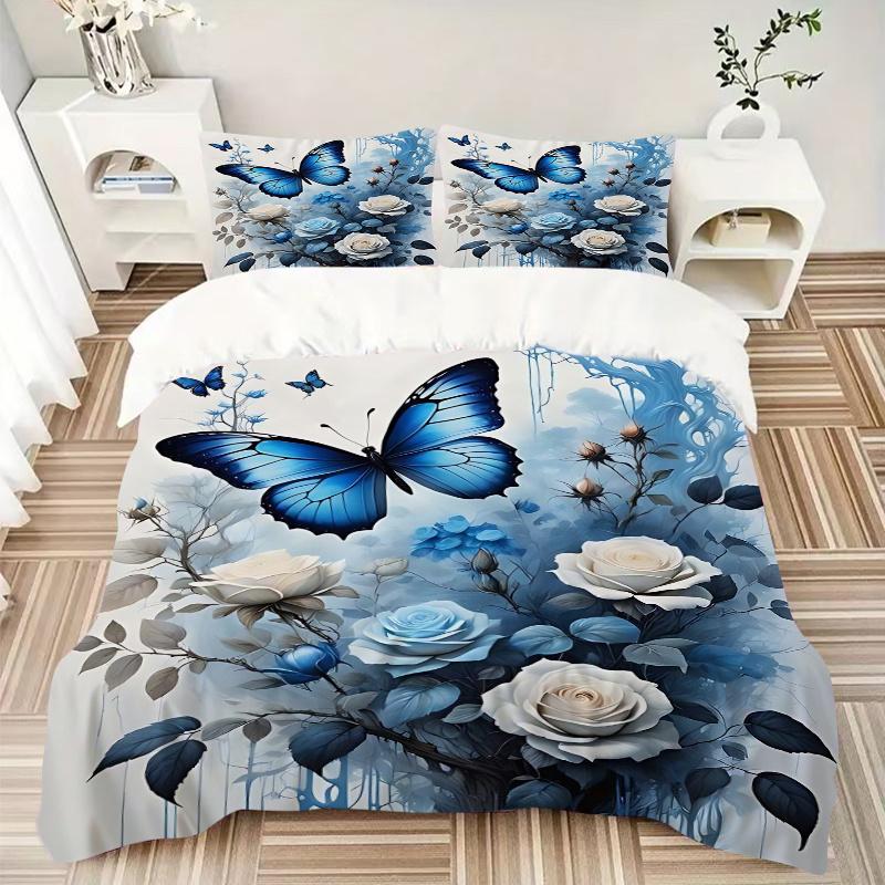 3-teiliges Bettwäscheset mit Schmetterlingsmotiv – Weicher und bequemer Bettbezug für Schlafzimmer und Gästezimmer M039