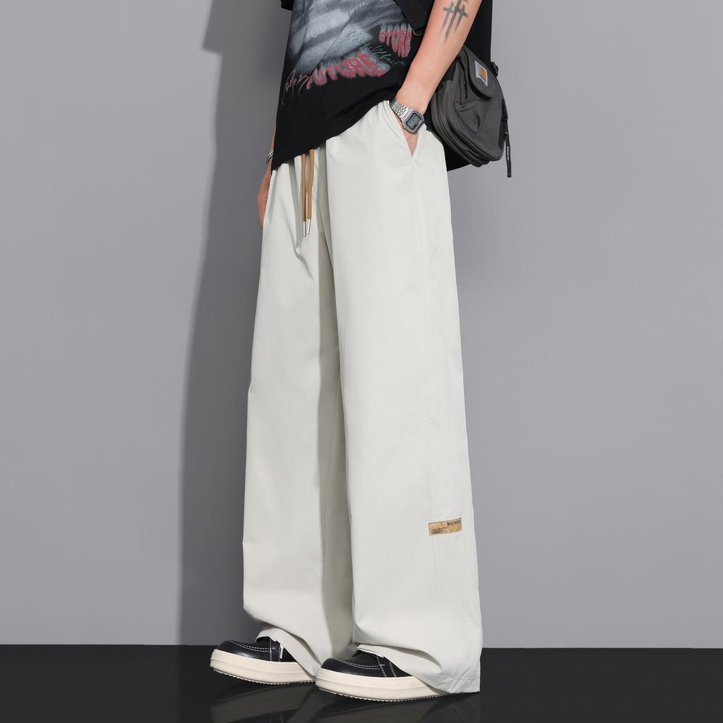 New Ice-sensing Straight-leg Pants for Men's Summer Thin Ice Silk Draping Versatile Wide-leg Casual Pants