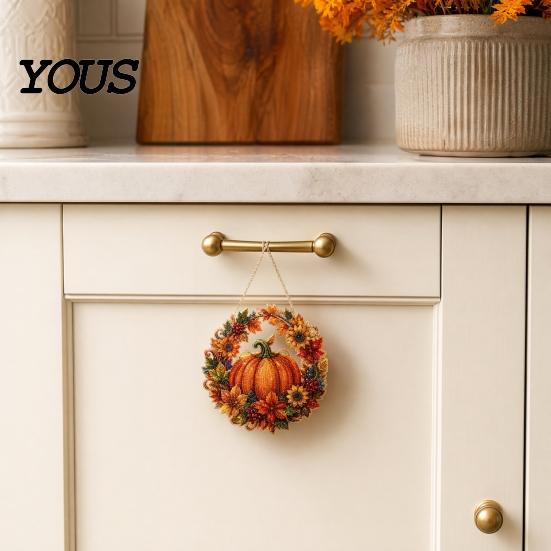 Party Decorations Pumpkin Acrylic Window Hanging Decor, Fall Harvest Wreath Ornament for Decorative Thanksgiving Halloween, Indoor Outdoor Wall Decor