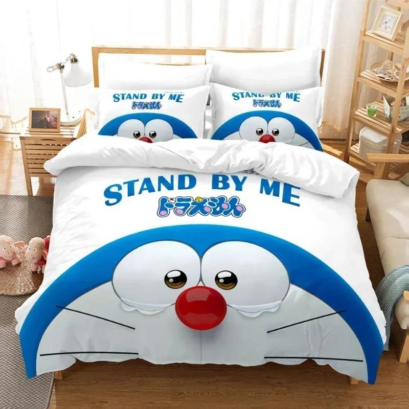 Cartoon Anime Duvet Cover Set D-Doraemons Bedding Set Baby Kids Boy Girl Student Bedroom Gift Single/Double/Queen Large Size