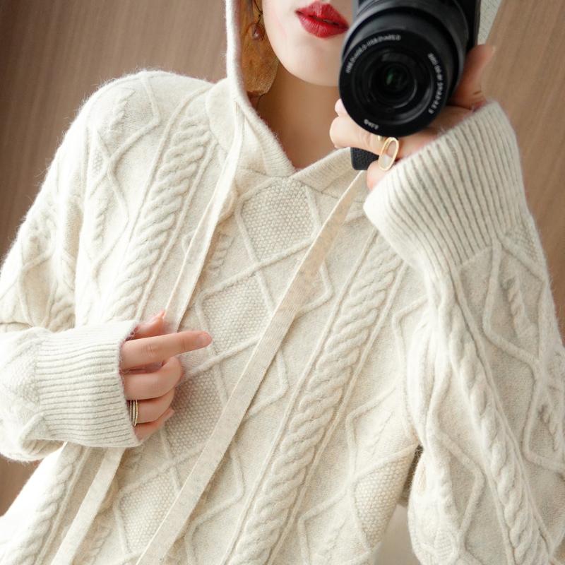 Women Knitted Hoodie Sweater MODERN NEW SAGA Winter Knitted Pullover Sweatshirt Autumn Cashmere Wool Sweaters Female Jumper