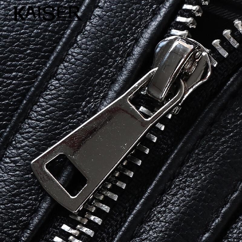 KAISER Men's Hooded Textured Cowhide Leather Jacket