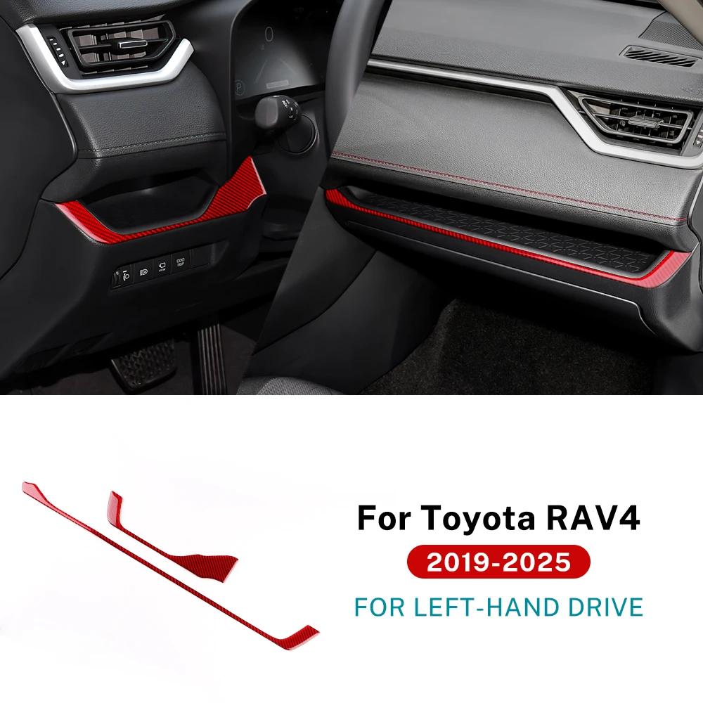 LHD RHD Car Dashboard Decor Strip Trim Real Soft Carbon Fiber Sticker For Toyota RAV4 XA50 2024 2025