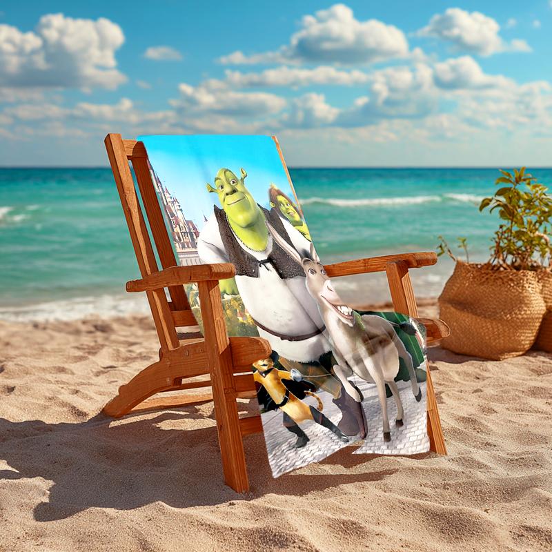 1pc Shrek3 Beach Towel, Comfortable and Thick, and Swimming/Bath/Picnic/Camping Towel, Suitable for Seaside Beaches