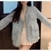 Autumn and winter new sweet imitation mink knitted cardigan women's fashion age-reducing soft waxy sweater jacket