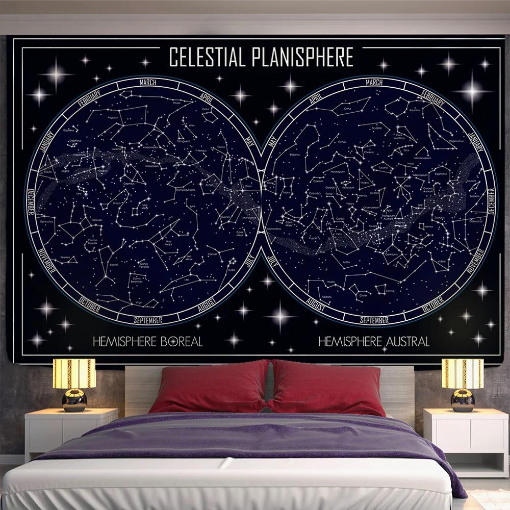 

Sun Constellation Compass Mandala Tapestry Wall Hanging Celestial Wall Tapestry Hippie Wall Carpets Dorm Decor Psychedelic Tape 74x94cm(29x37in)