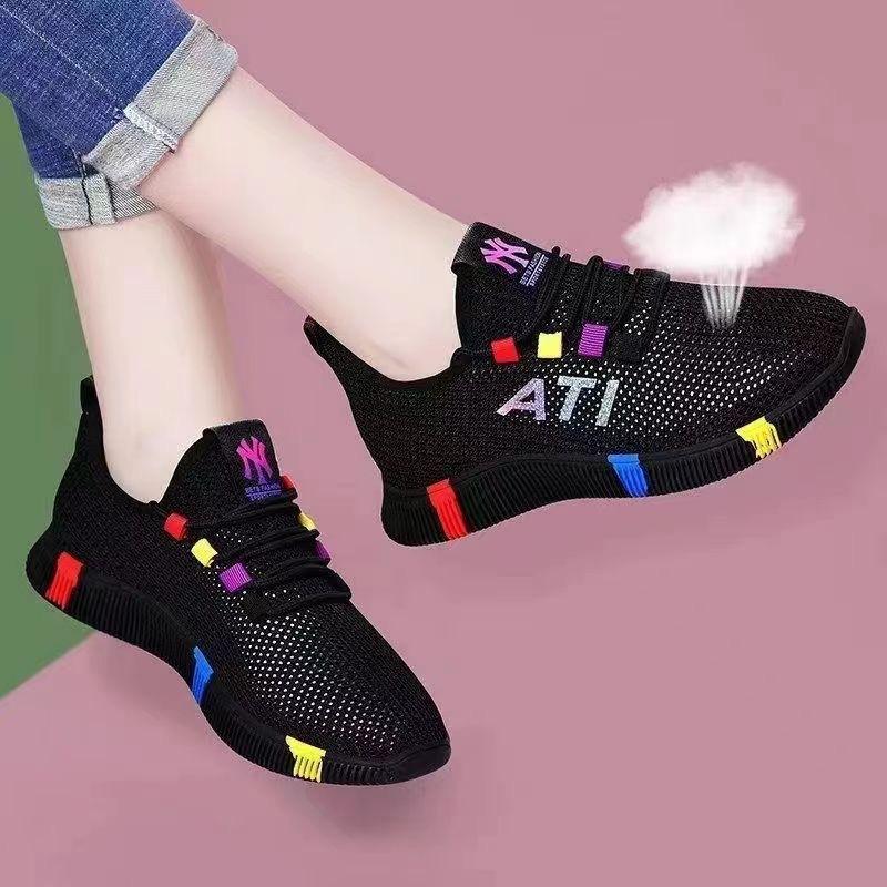 Summer New Casual Women's Shoes Colored Sports Shoes Square Dancing Shoes Mother Shoes Lightweight Travel Shoes
