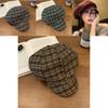 Vintage Red Plaid Cloud Beret Hat For Women Summer Casual Fashion Accessory