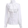 Women's Vintage Ruffle Collar Shirt Spring New Arrival High Neck Lace Trim Button Down Shirt Elegant Gothic Blouse Tops