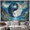 2D Surreal Yin Yang Tapestry, Celestial River & Starry Sky Wall Art for Living Room
