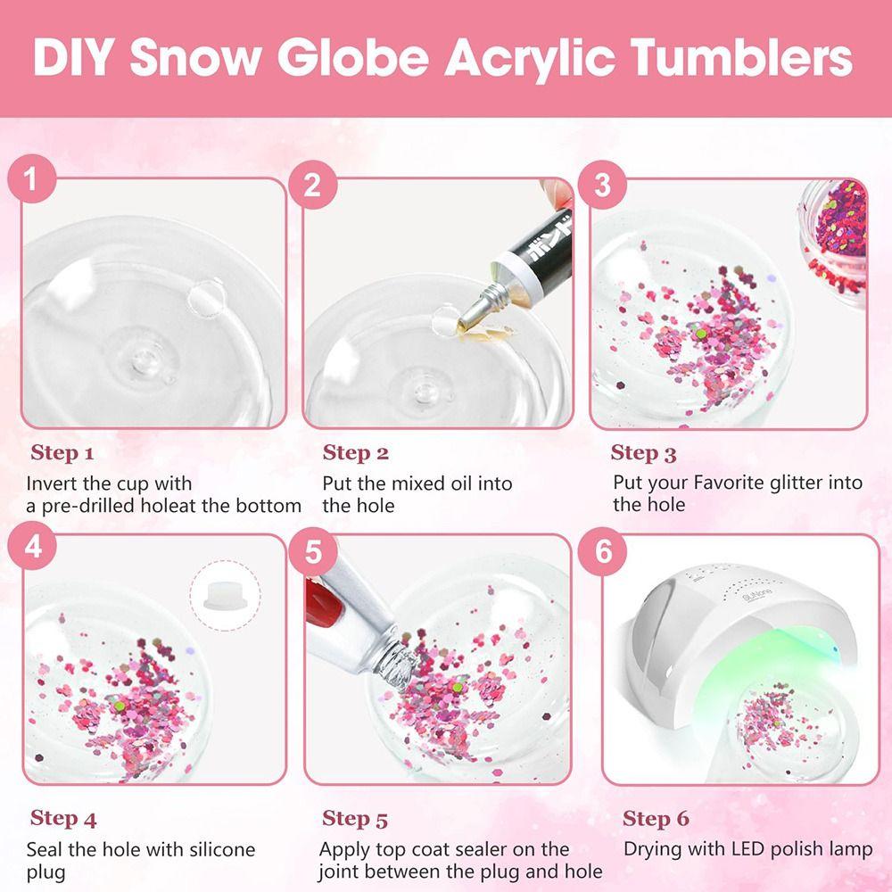 Acrylic Mason Jar Cups Pre Drilled Hole Snow Globe Tumbler NEW Water Bottles  Party Favor