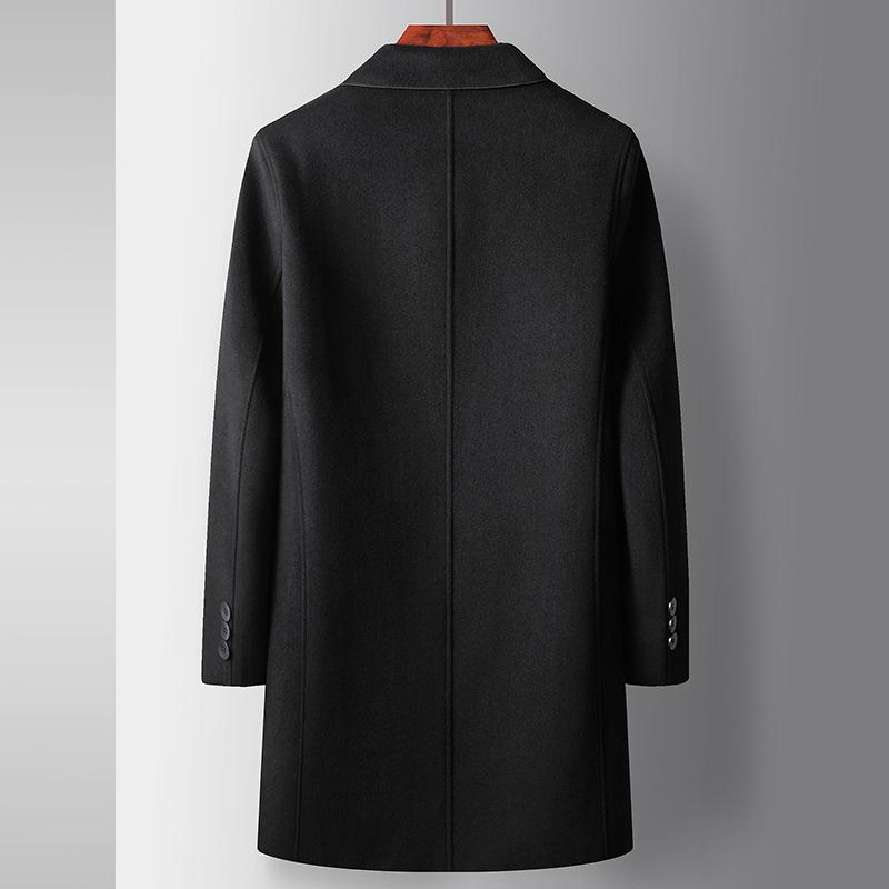 Herbst und Winter Mittel- und Langwoll-Trenchcoat Mittelalterliche und Junge Business Wollmantel Einfarbig Verdickt Lässiger Mantel