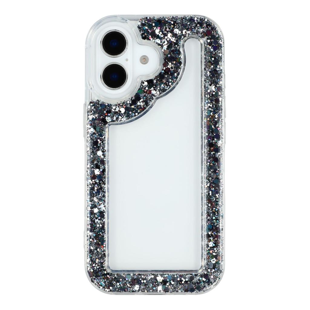 For iPhone 16 Case Glitter Epoxy Soft TPU Clear Back Cover