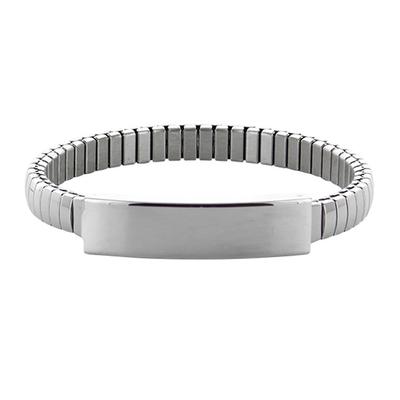 [R5125] - Elastic Steel Bracelet 'Identity' Silver - 37x10 Mm
